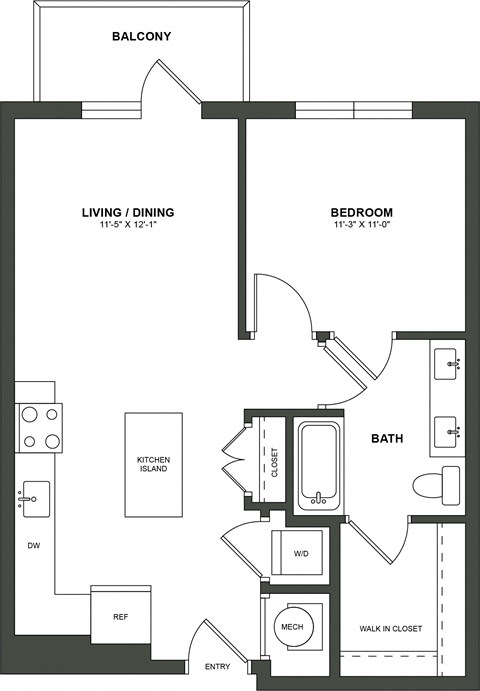 a floor plan of a bedroom apartment